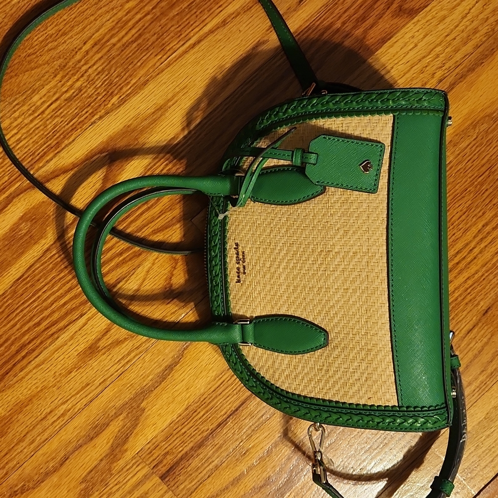 NWT Kate Spade "Reiley" Medium Dome Straw Satchel